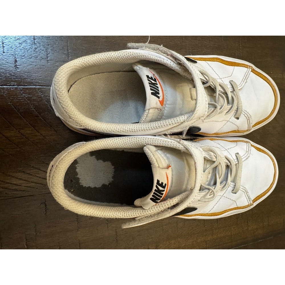 Nike Court Legacy Kids White Black Mustard Leather Sneakers Size 3Y Boys - Picture 6 of 7